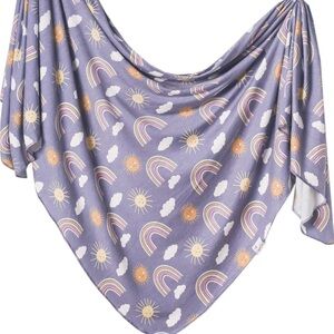Copper Pearl Rainbow and Sun Print swaddle blanket